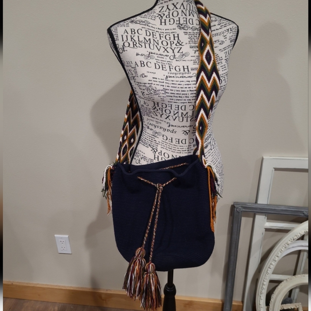 Boho crochet and woven bag colorful artsy everyday casual‎ beachy Tote